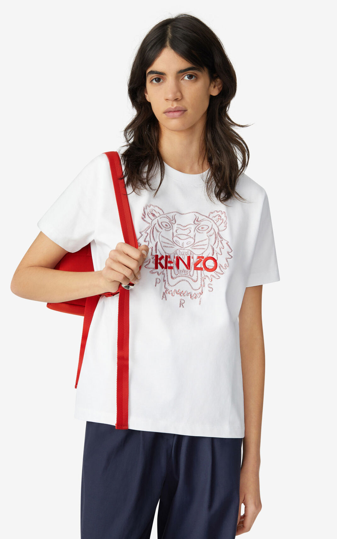 Kenzo Tiger loose fitting Tişört Bayan Beyaz | 8960-CBIMK